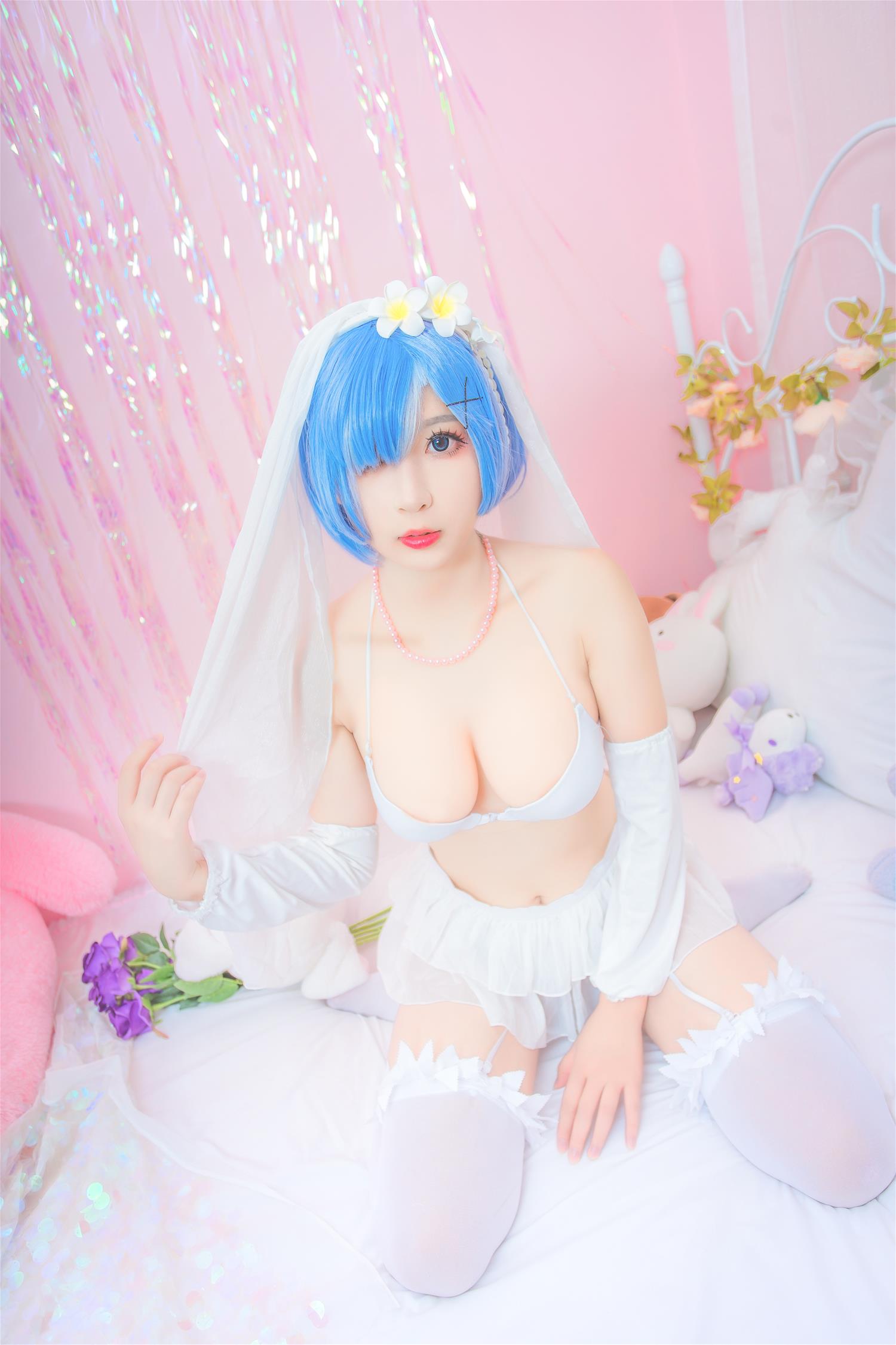 黑米粥（小酥酱）蕾姆婚纱 [9P-86MB]