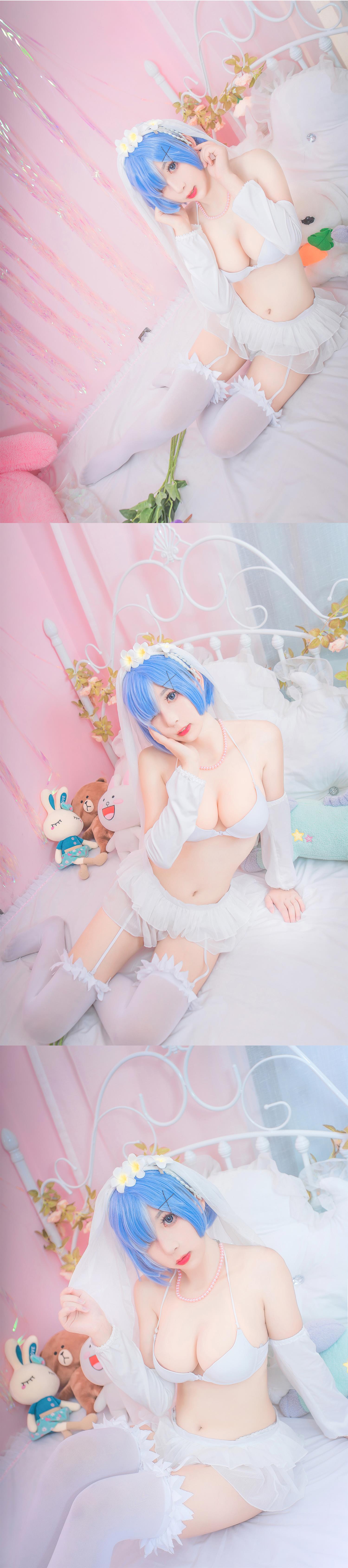 黑米粥（小酥酱）蕾姆婚纱 [9P-86MB]