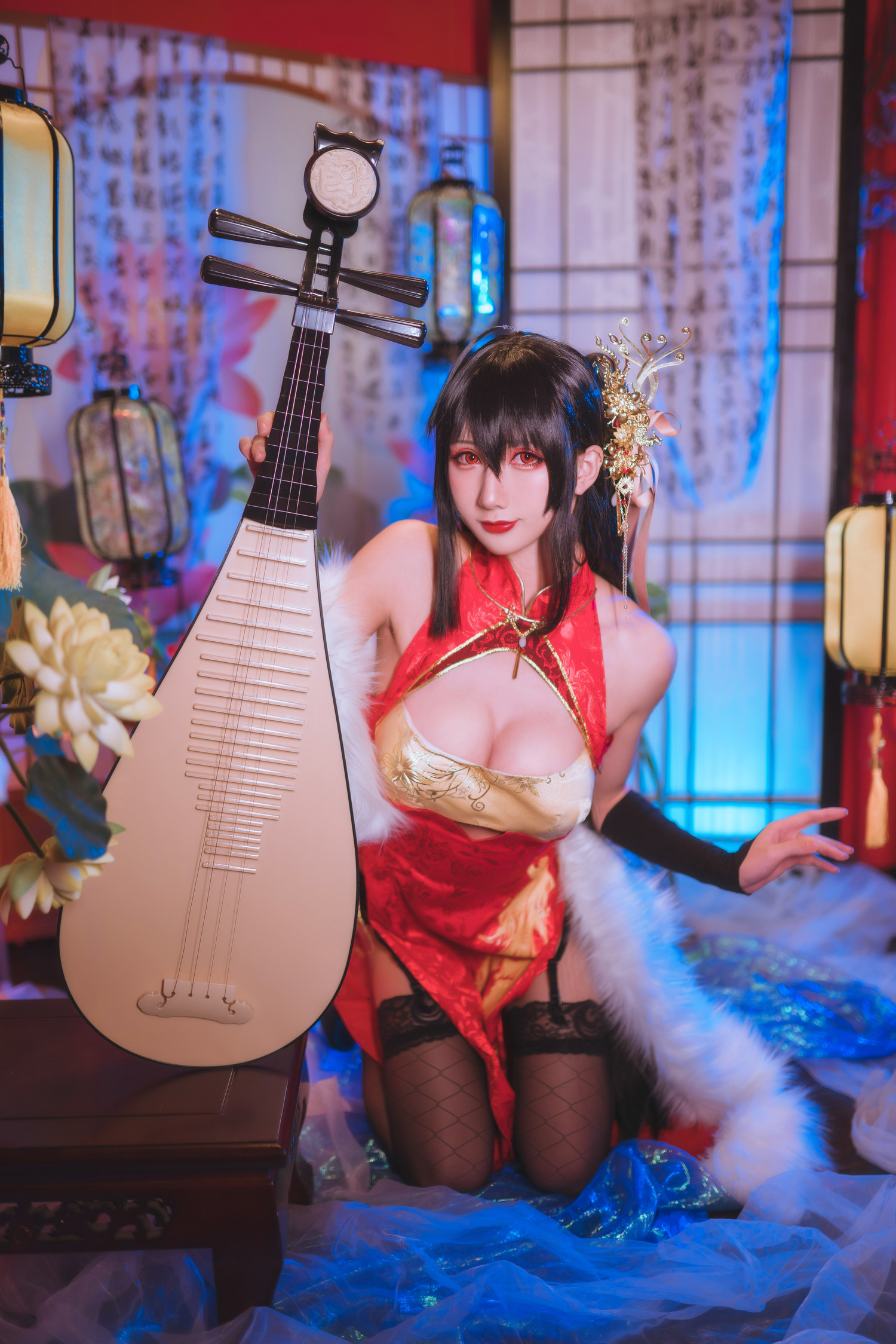 雅祈 - 碧蓝大凤旗袍 [18P]