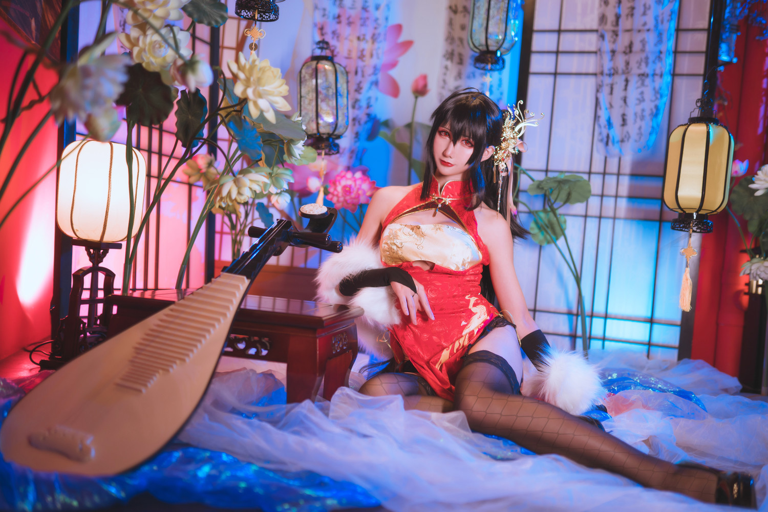 雅祈 - 碧蓝大凤旗袍 [18P]