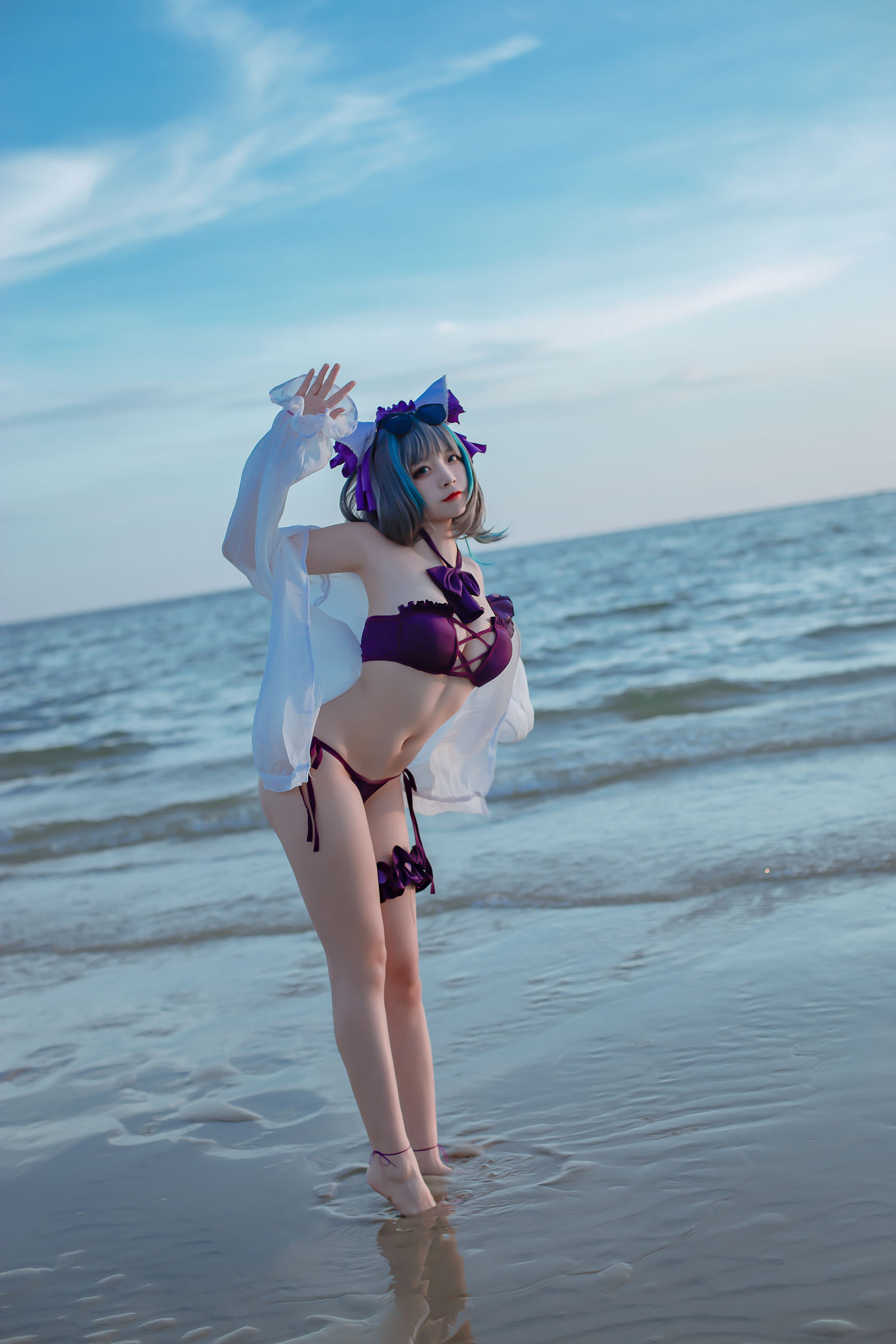 二佐 - 碧蓝 柴郡泳装 [30P]