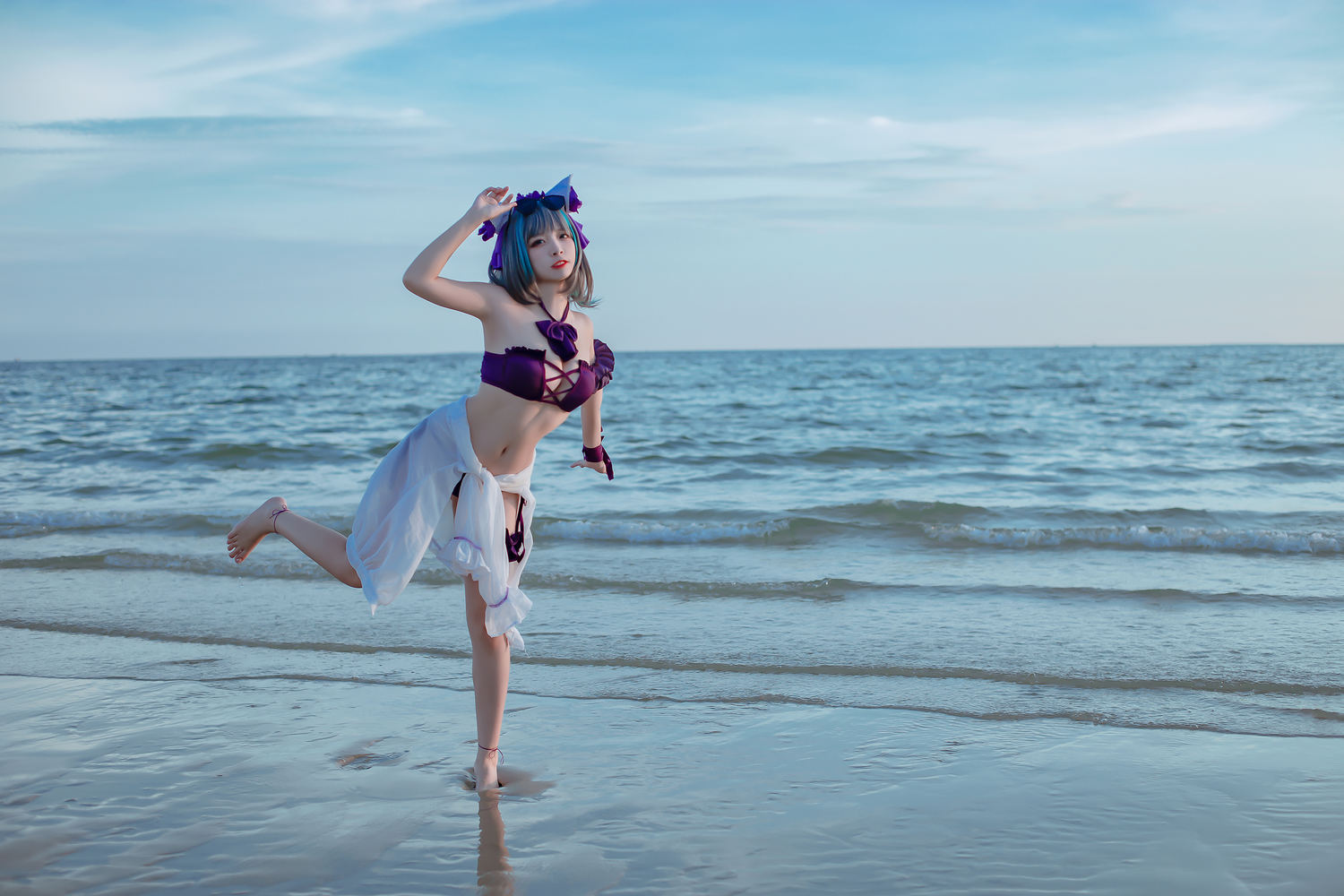 二佐 - 碧蓝 柴郡泳装 [30P]