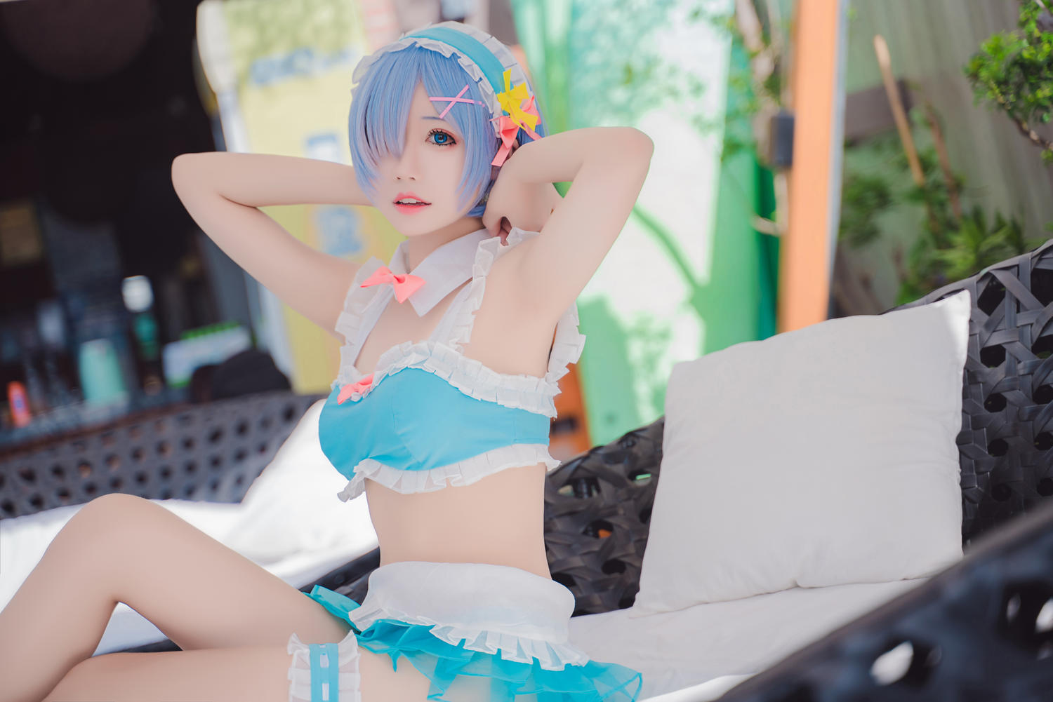 猫君君_MaoJun - 蕾姆浅蓝色泳装 [50P]