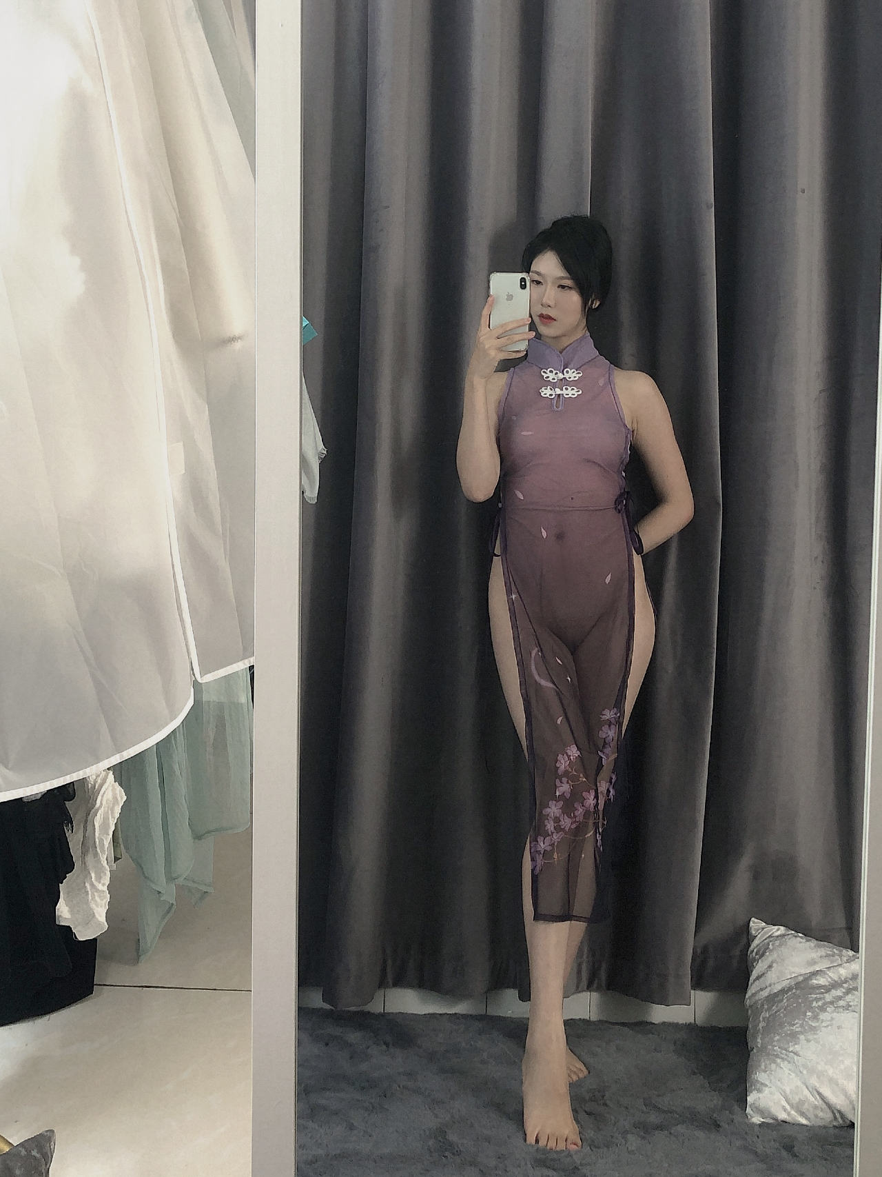 抖娘-利世 - 紫旗袍 [34P]