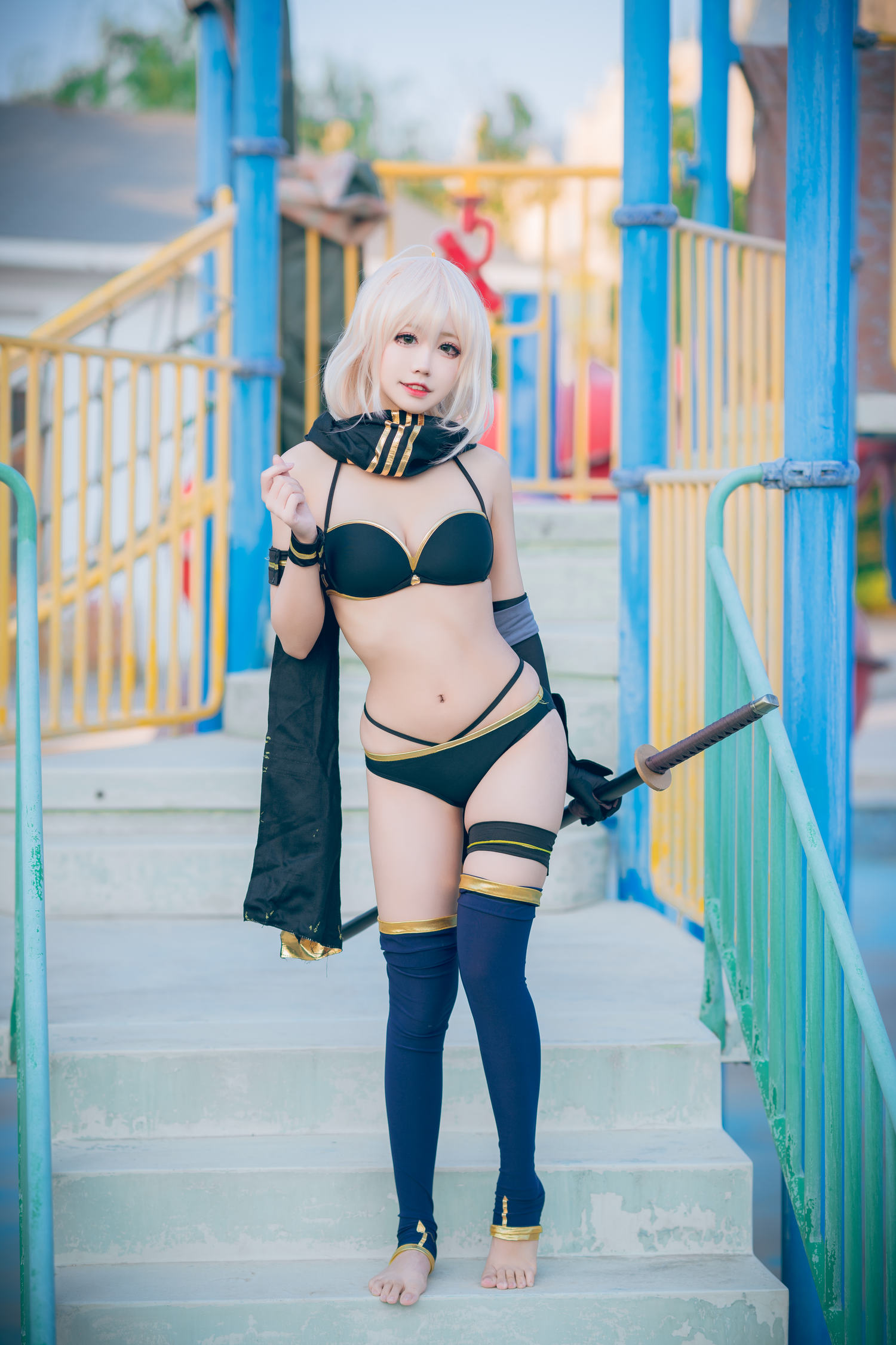 猫君君 – 冲田泳装（黑）[37P]