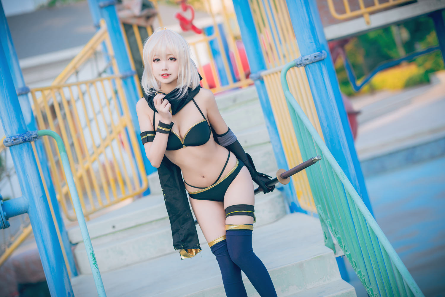 猫君君 - 冲田泳装（黑）[37P]