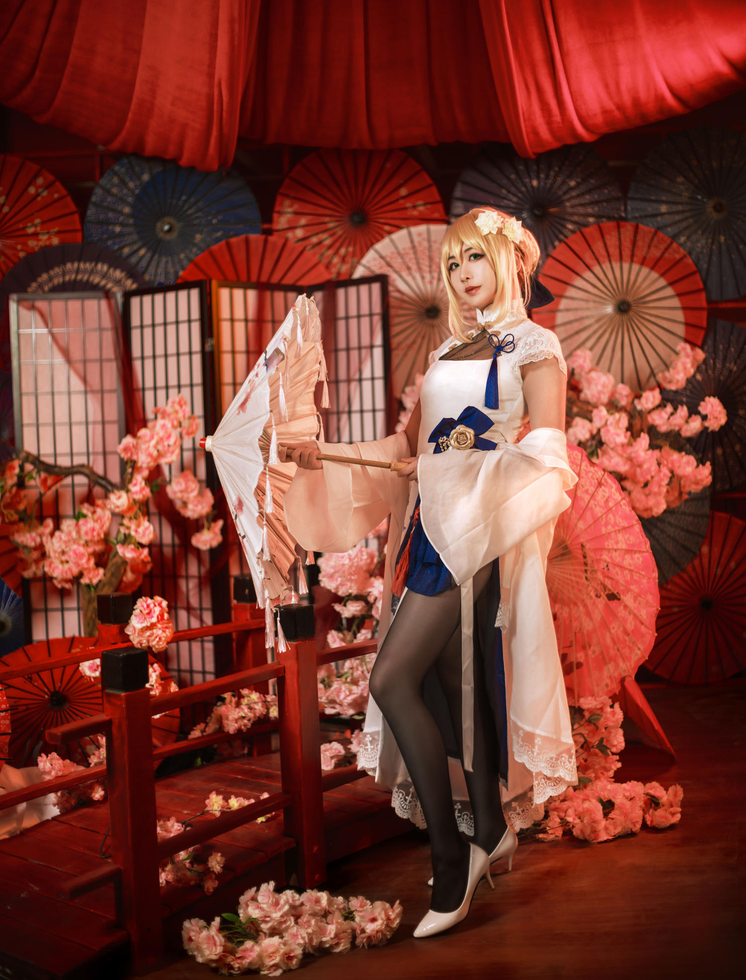 源纱希 - saber周年白色旗袍 [17P]