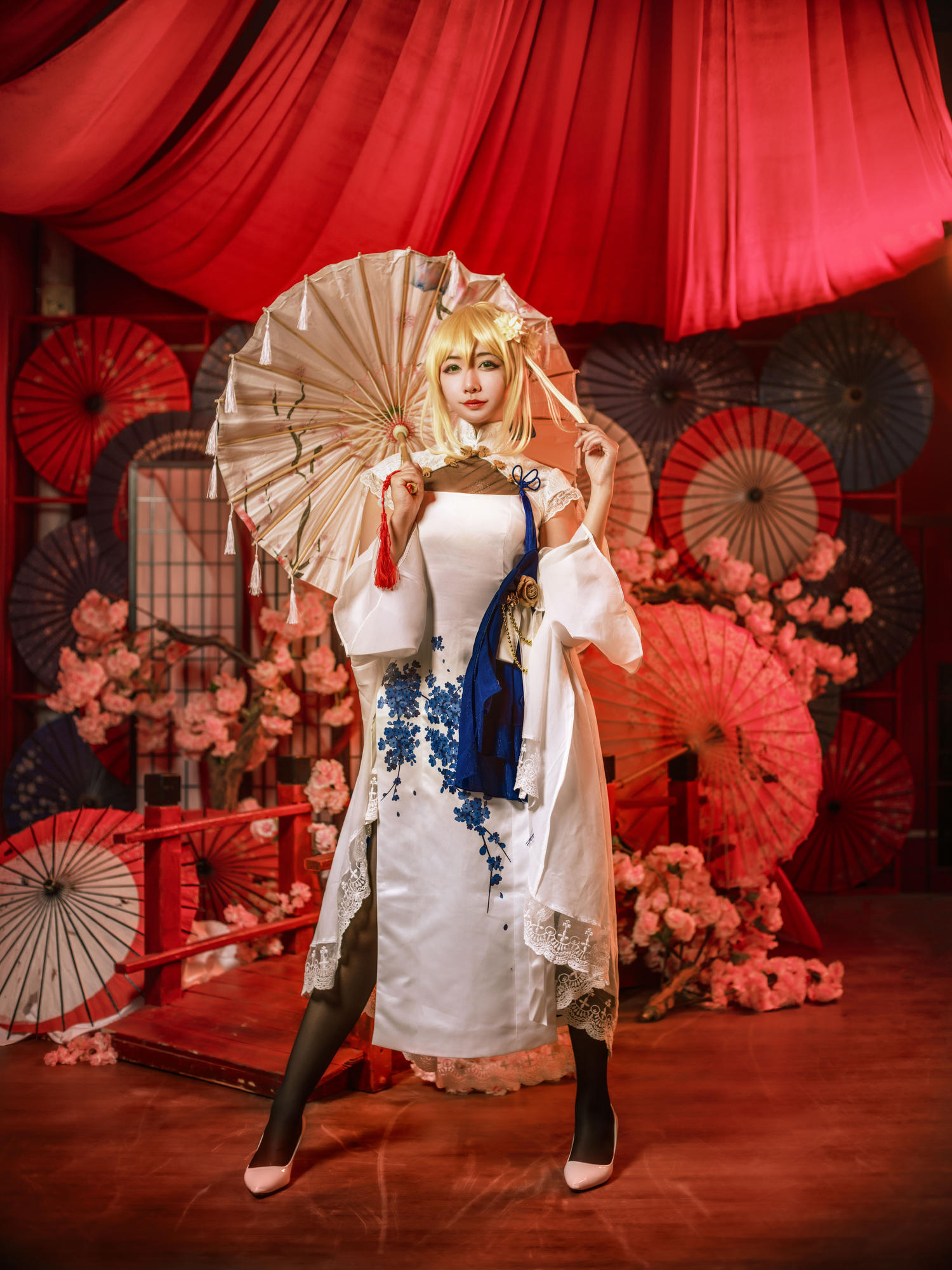 源纱希 - saber周年白色旗袍 [17P]