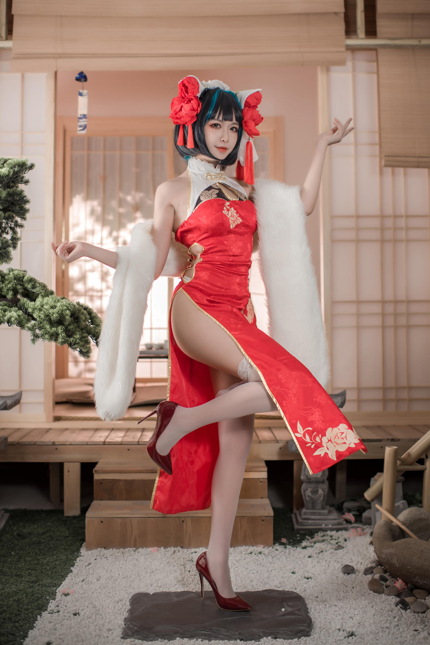 源纱希 - 柴郡红色旗袍 [50P]