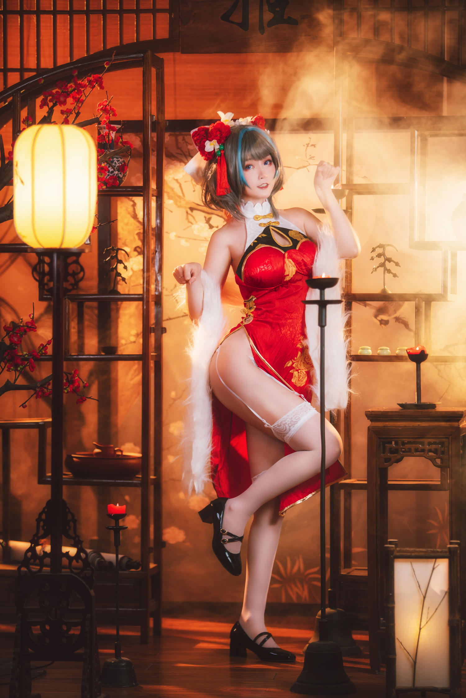 yui金鱼 – 柴郡 红旗袍 [17P]