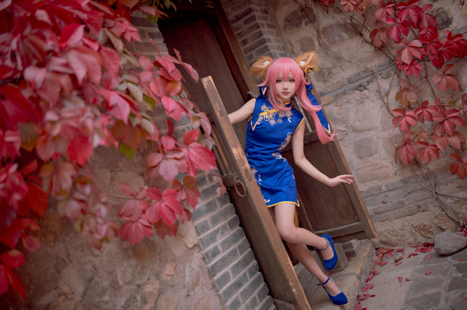 花柒Hana - 玉藻前同人蓝色旗袍 [9P]