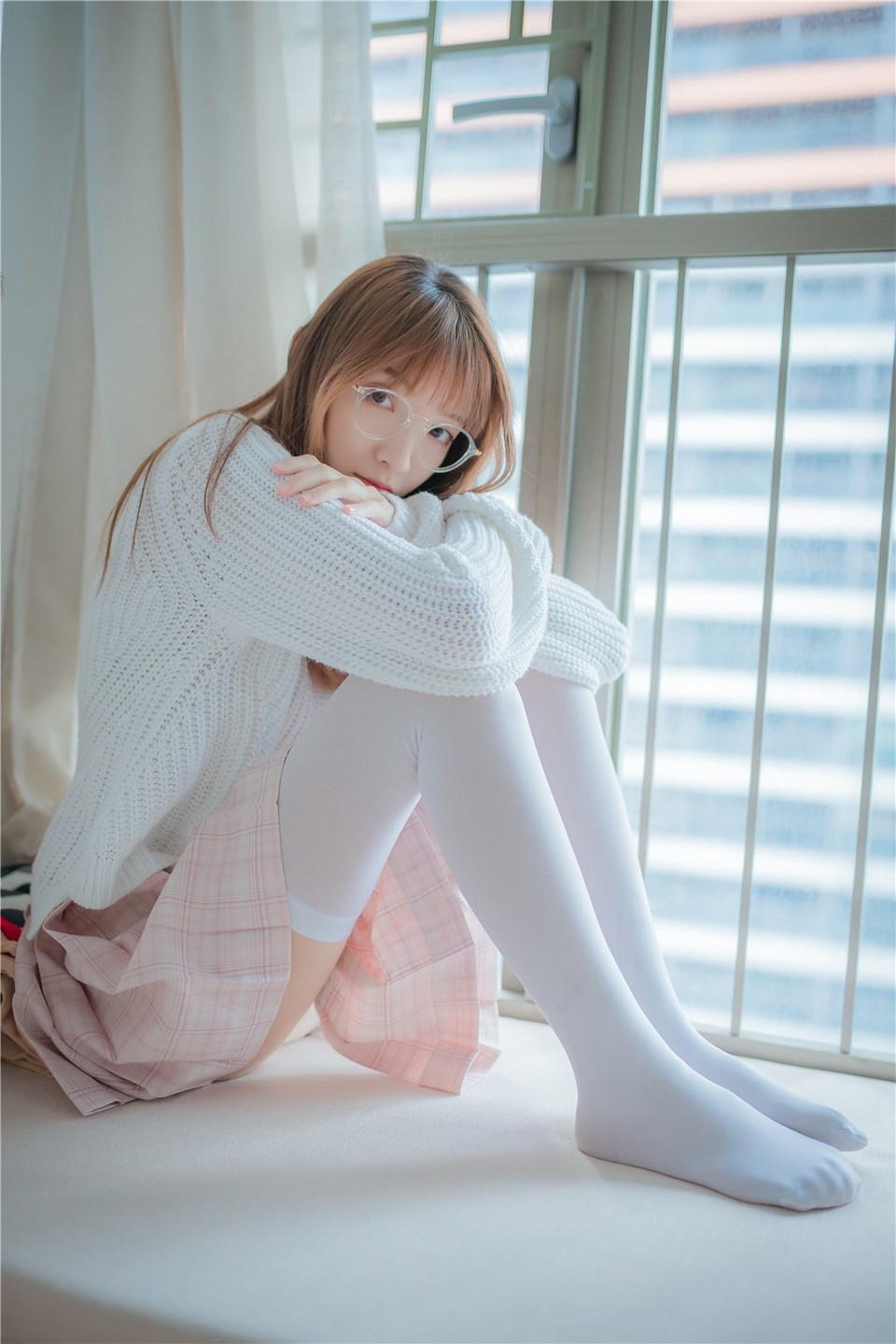 少女写真@粉格裙的眼镜娘 [44P]